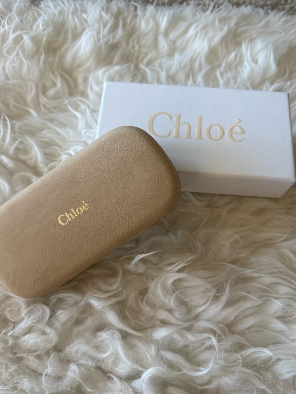 CHLOE Sunglasses Eyeglasses CASE BEIGE NUBUCK SUEDE HARD CASE & Gift Box*NEW